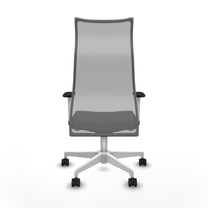 Albacete malla sincro malla gris similpiel negro brazos blancos base blanca ruedas 65 mm nailon