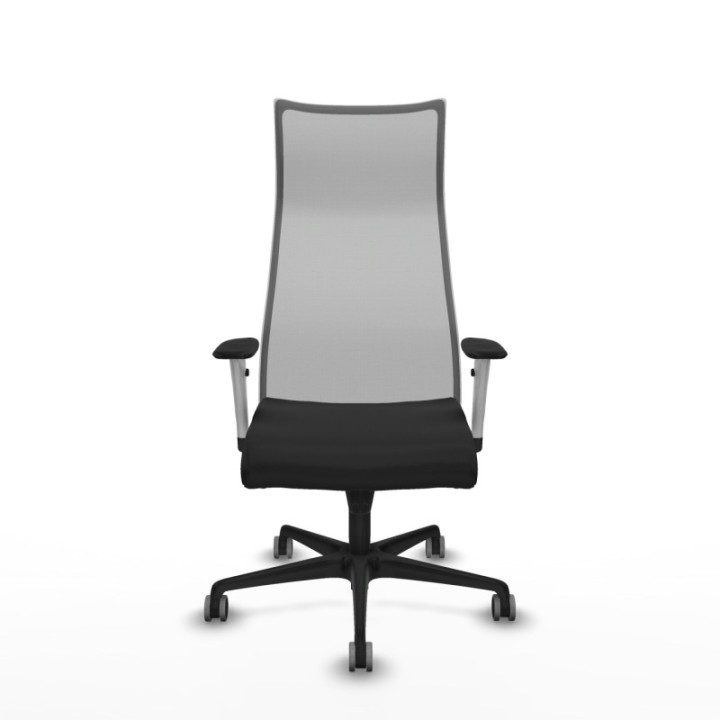 Albacete malla sincro malla gris similpiel negro brazos blancos base nailon ruedas 65mm engomadas