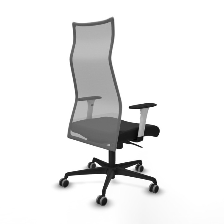 Albacete malla sincro malla gris similpiel negro brazos blancos base nailon ruedas 65mm engomadas