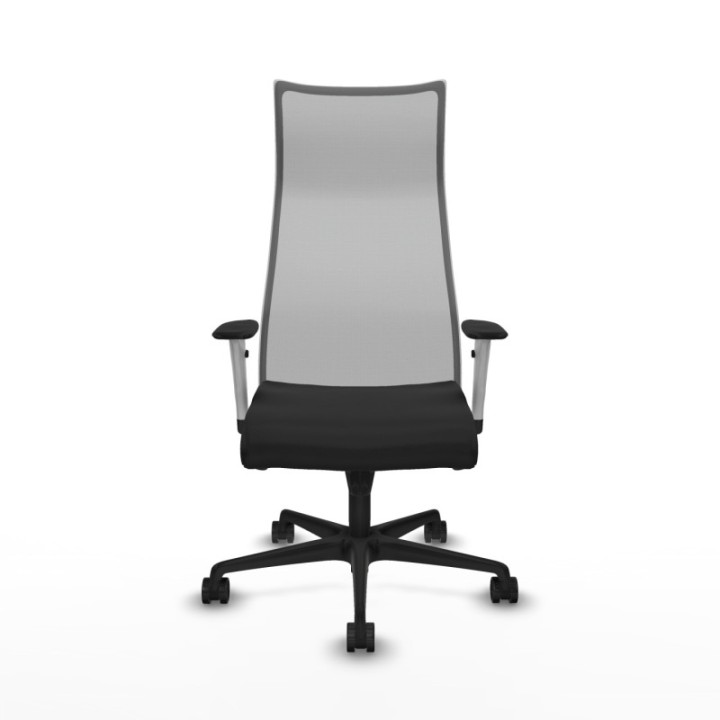 Albacete malla sincro malla gris similpiel negro brazos blancos base nailon ruedas 65 mm nailon