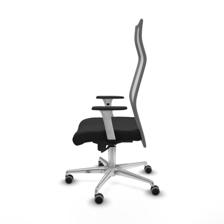 Albacete malla sincro malla gris similpiel negro brazos blancos base aluminio ruedas 65mm engomadas