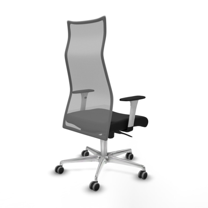 Albacete malla sincro malla gris similpiel negro brazos blancos base aluminio ruedas 65mm engomadas