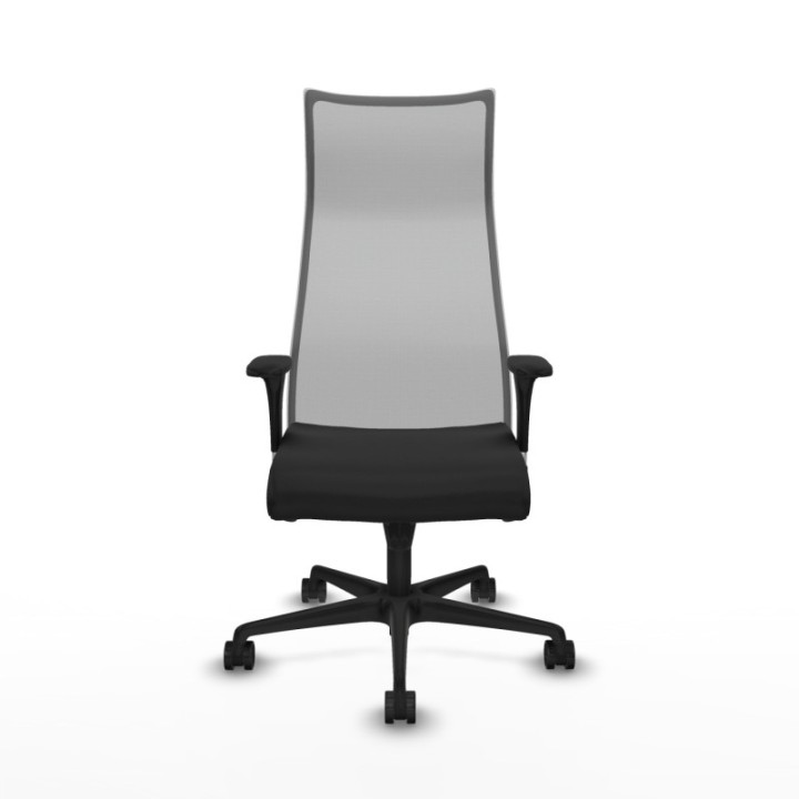 Albacete malla sincro malla gris similpiel negro brazos 1D base nailon ruedas 65 mm nailon