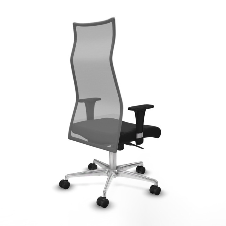 Albacete malla sincro malla gris similpiel negro brazos 1D base aluminio ruedas 65 mm nailon