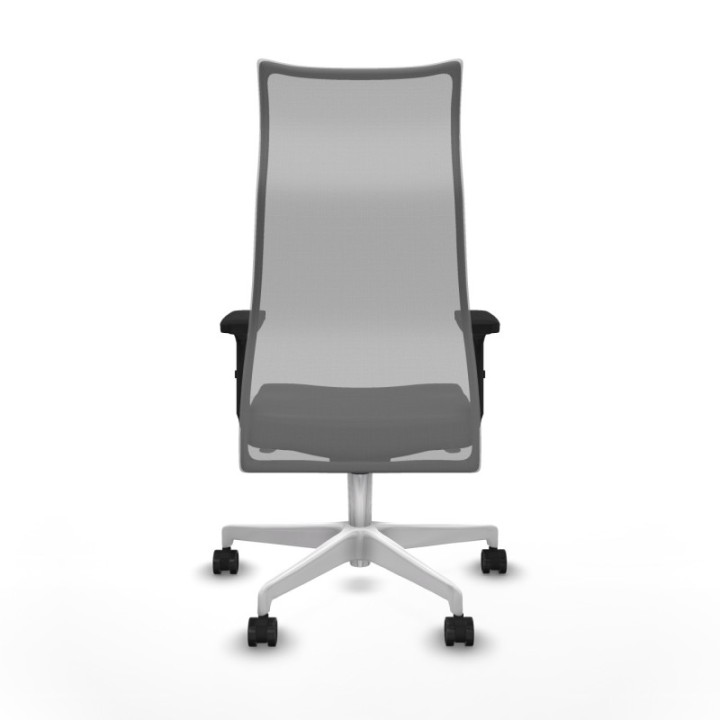 Albacete malla sincro malla gris similpiel negro brazos 2D base blanca ruedas 65 mm nailon