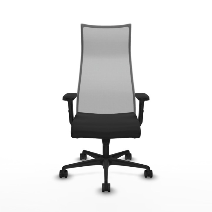 Albacete malla sincro malla gris similpiel negro brazos 2D base nailon ruedas 65 mm nailon