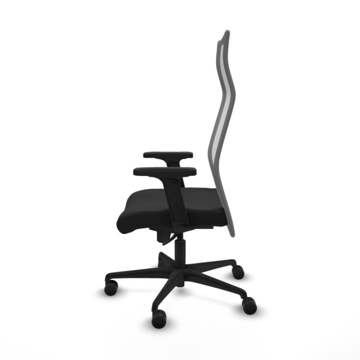 Albacete malla sincro malla gris similpiel negro brazos 2D base nailon ruedas 65 mm nailon