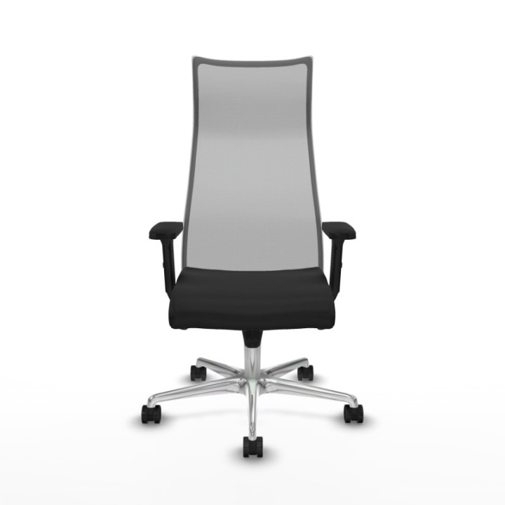 Albacete malla sincro malla gris similpiel negro brazos 2D base aluminio ruedas 65 mm nailon