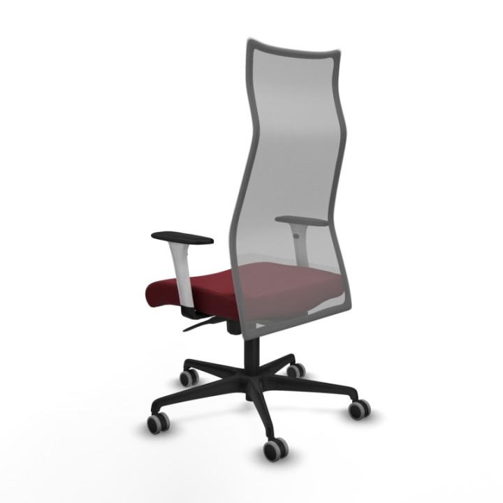 Albacete malla sincro malla gris similpiel granate brazos blancos base nailon ruedas 65mm engomadas