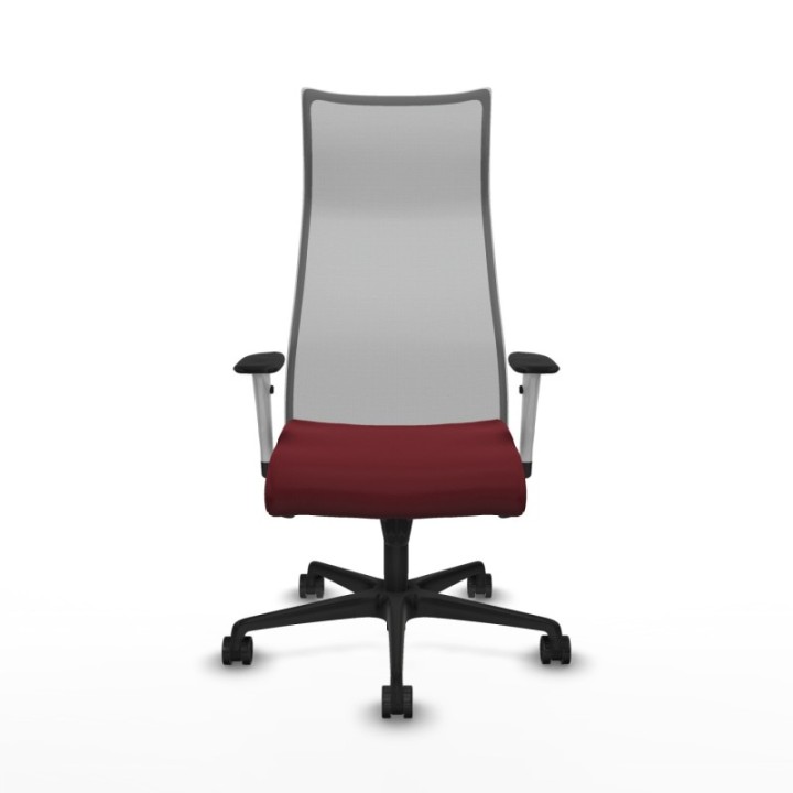 Albacete malla sincro malla gris similpiel granate brazos blancos base nailon ruedas 65 mm nailon