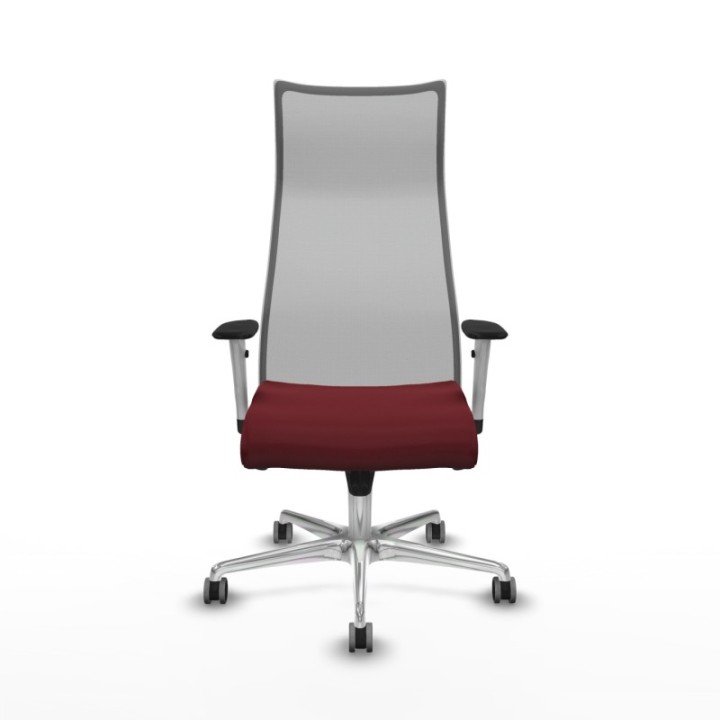 Albacete malla sincro malla gris similpiel granate brazos blancos base aluminio ruedas 65mm engomadas