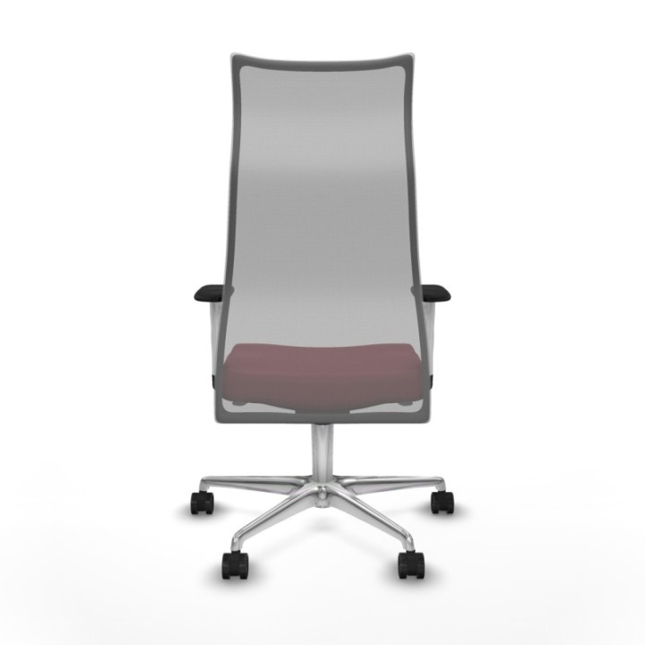 Albacete malla sincro malla gris similpiel granate brazos blancos base aluminio ruedas 65 mm nailon