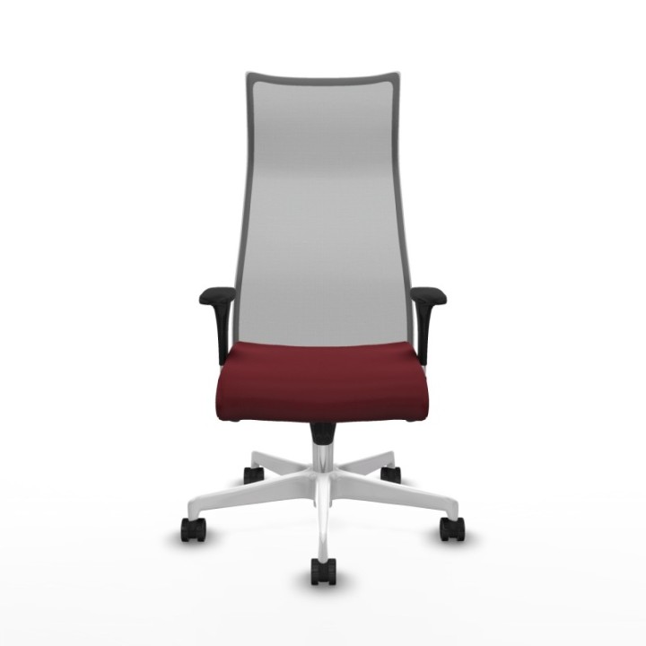 Albacete malla sincro malla gris similpiel granate brazos 1D base blanca ruedas 65 mm nailon