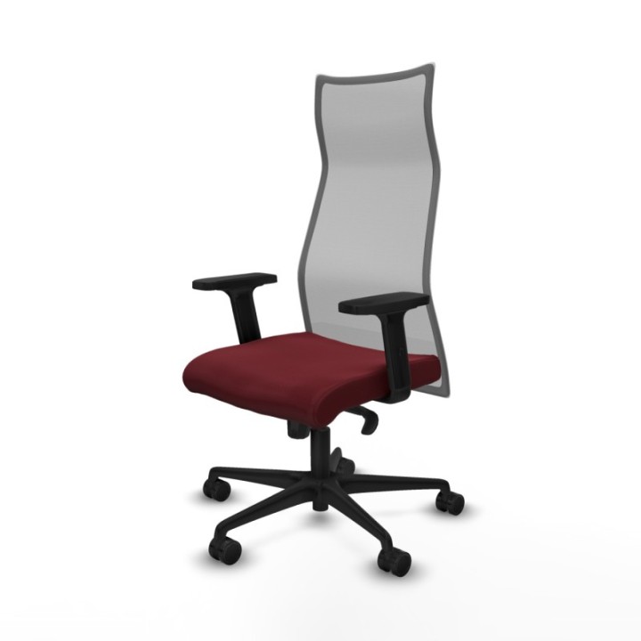 Albacete malla sincro malla gris similpiel granate brazos 2D base nailon ruedas 65 mm nailon