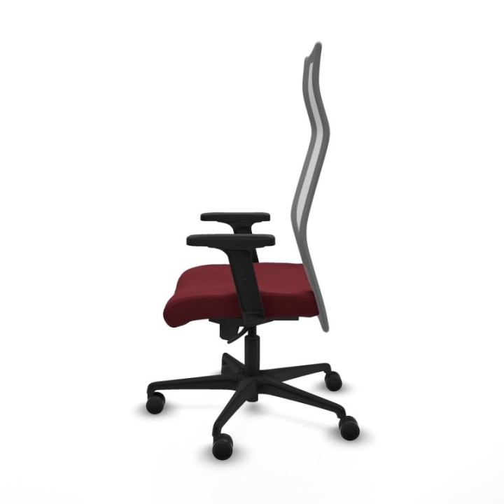 Albacete malla sincro malla gris similpiel granate brazos 2D base nailon ruedas 65 mm nailon