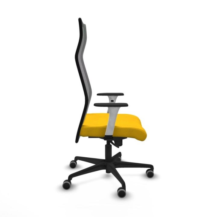 Albacete malla sincro malla negra bali amarillo brazos blancos base nailon ruedas 65mm engomadas