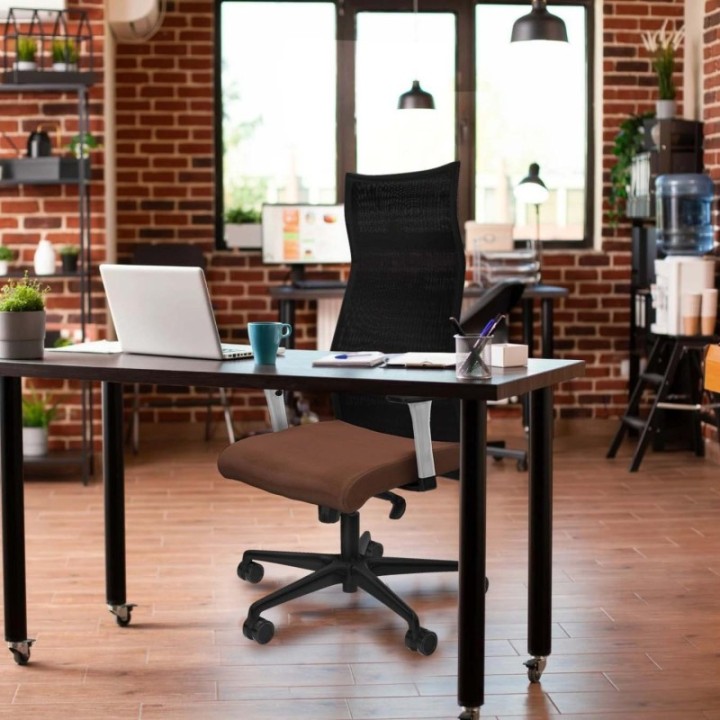 Albacete malla sincro malla negra bali amarillo brazos blancos base nailon ruedas 65 mm nailon