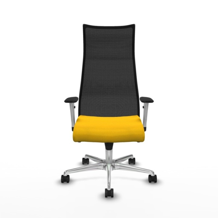 Albacete malla sincro malla negra bali amarillo brazos blancos base aluminio ruedas 65 mm nailon