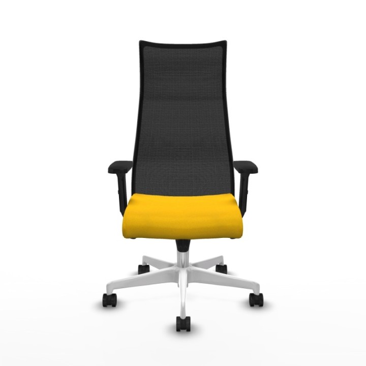 Albacete malla sincro malla negra bali amarillo brazos 2D base blanca ruedas 65 mm nailon