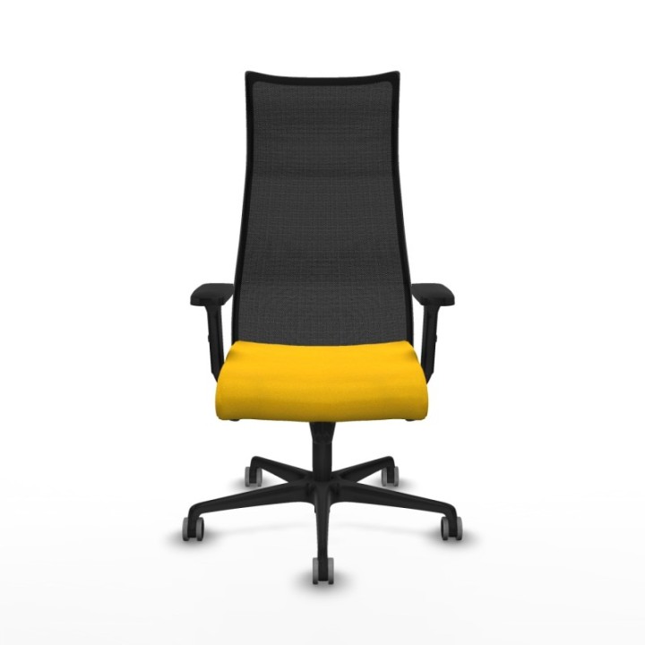 Albacete malla sincro malla negra bali amarillo brazos 2D base nailon ruedas 65mm engomadas