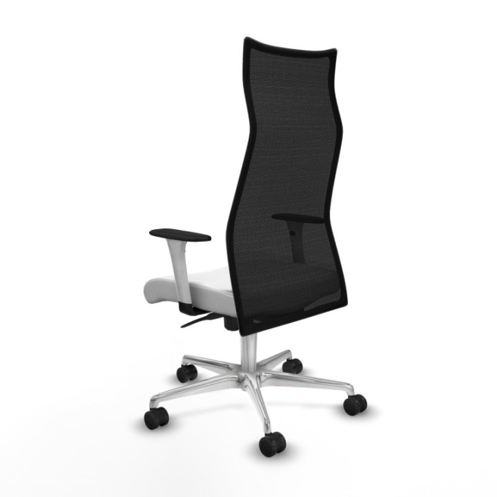 Albacete malla sincro malla negra bali blanco brazos blancos base aluminio ruedas 65 mm nailon