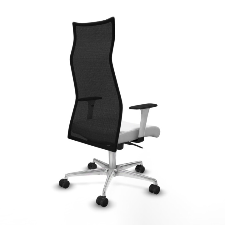 Albacete malla sincro malla negra bali blanco brazos blancos base aluminio ruedas 65 mm nailon