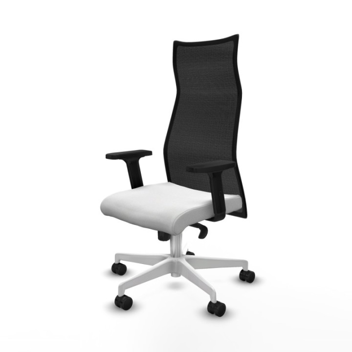 Albacete malla sincro malla negra bali blanco brazos 2D base blanca ruedas 65 mm nailon