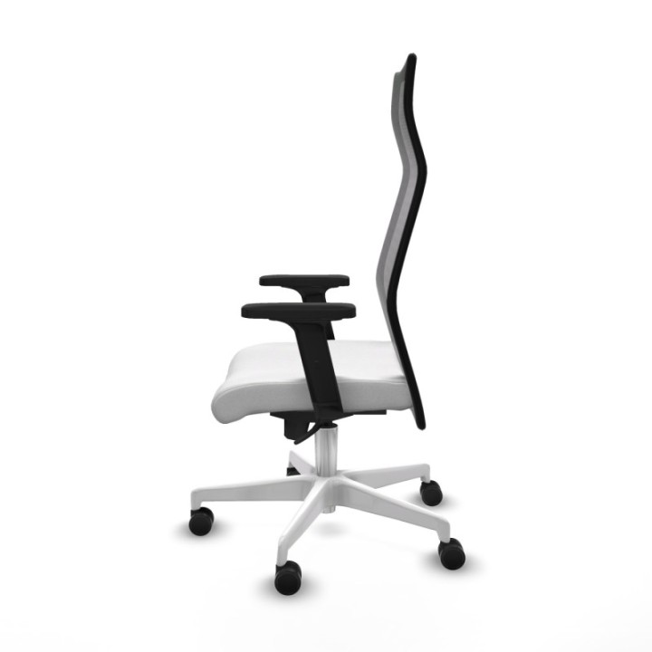 Albacete malla sincro malla negra bali blanco brazos 2D base blanca ruedas 65 mm nailon