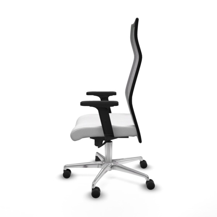 Albacete malla sincro malla negra bali blanco brazos 2D base aluminio ruedas 65 mm nailon