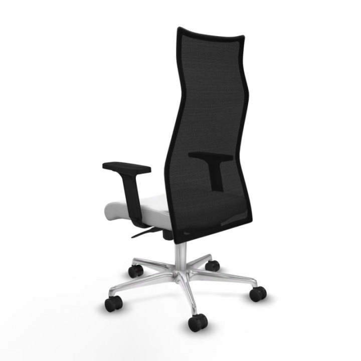 Albacete malla sincro malla negra bali blanco brazos 2D base aluminio ruedas 65 mm nailon