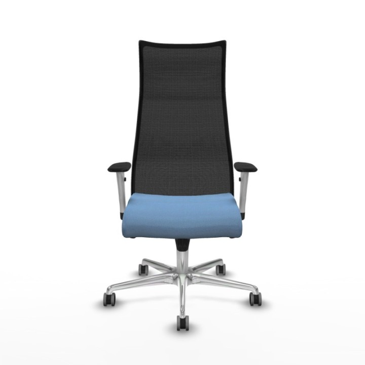 Albacete malla sincro malla negra bali azul cielo brazos blancos base aluminio ruedas 65mm engomadas