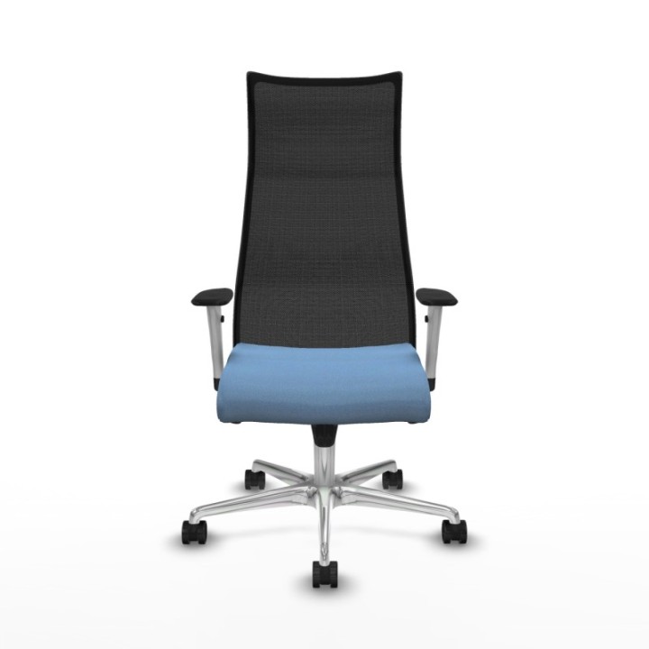 Albacete malla sincro malla negra bali azul cielo brazos blancos base aluminio ruedas 65 mm nailon