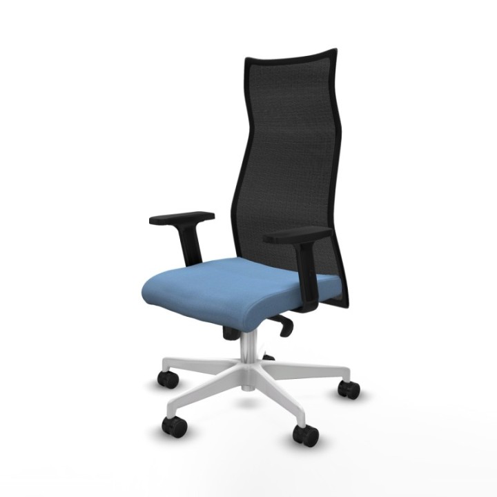 Albacete malla sincro malla negra bali azul cielo brazos 2D base blanca ruedas 65 mm nailon