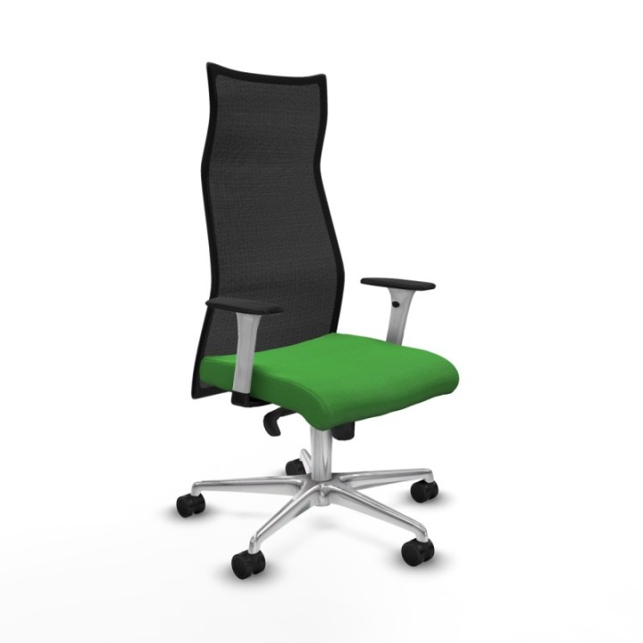 Albacete malla sincro malla negra bali verde brazos blancos base aluminio ruedas 65 mm nailon