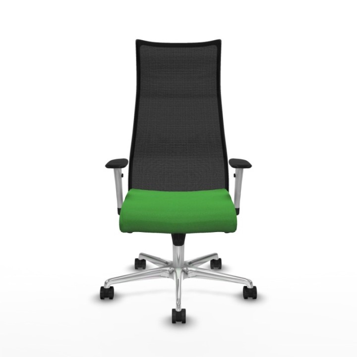 Albacete malla sincro malla negra bali verde brazos blancos base aluminio ruedas 65 mm nailon