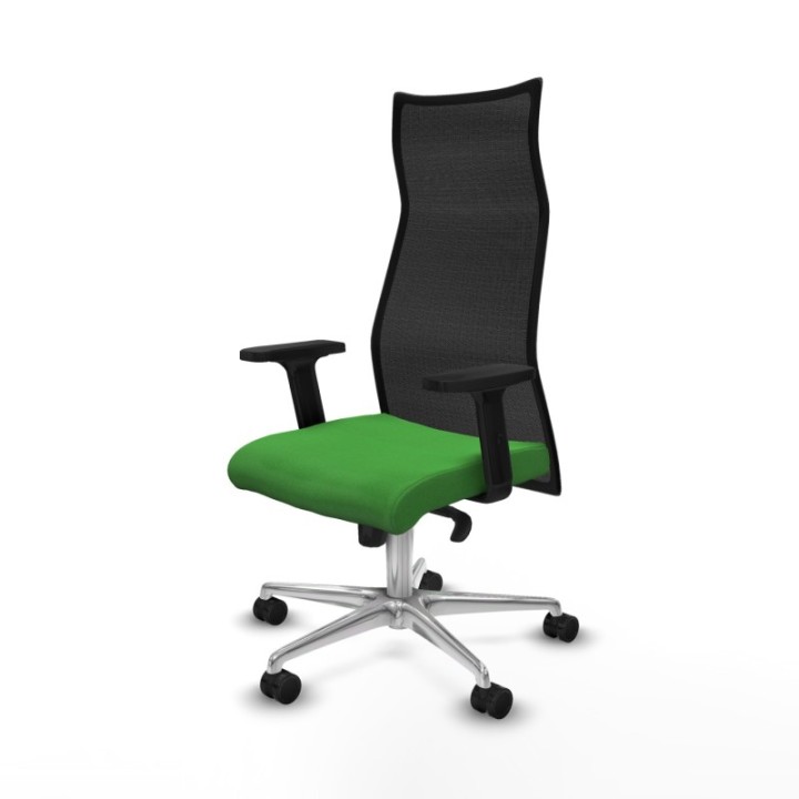 Albacete malla sincro malla negra bali verde brazos 2D base aluminio ruedas 65 mm nailon