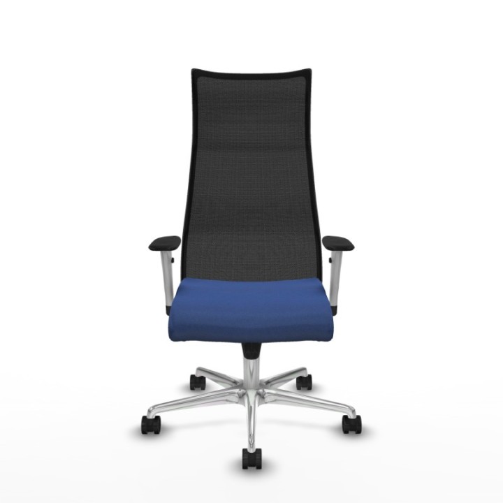 Albacete malla sincro malla negra bali azul marino brazos blancos base aluminio ruedas 65 mm nailon