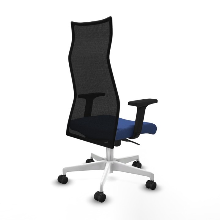 Albacete malla sincro malla negra bali azul marino brazos 2D base blanca ruedas 65 mm nailon