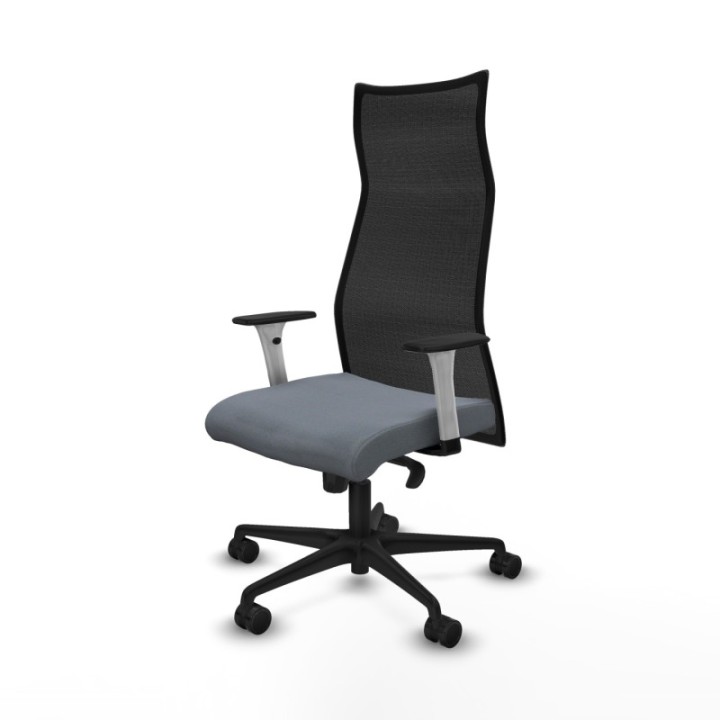 Albacete malla sincro malla negra bali gris brazos blancos base nailon ruedas 65 mm nailon