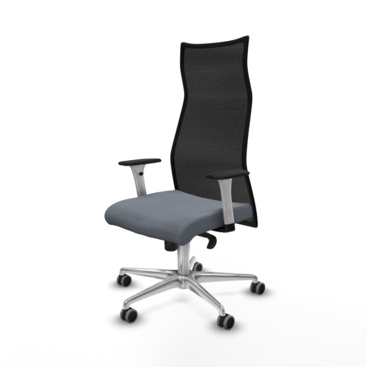 Albacete malla sincro malla negra bali gris brazos blancos base aluminio ruedas 65mm engomadas