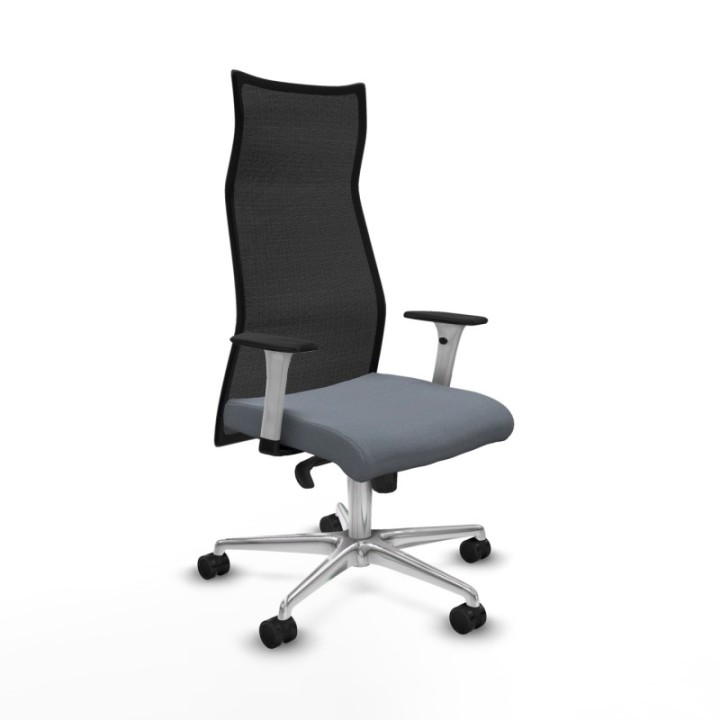 Albacete malla sincro malla negra bali gris brazos blancos base aluminio ruedas 65 mm nailon