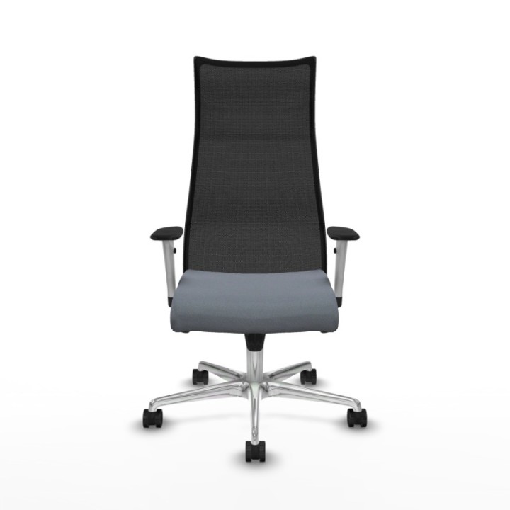 Albacete malla sincro malla negra bali gris brazos blancos base aluminio ruedas 65 mm nailon