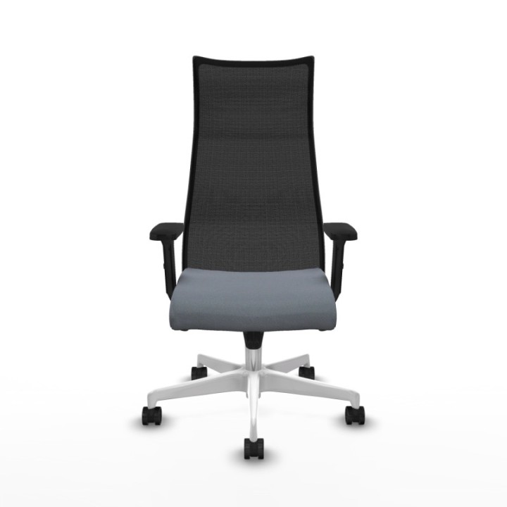 Albacete malla sincro malla negra bali gris brazos 2D base blanca ruedas 65 mm nailon