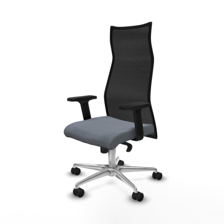 Albacete malla sincro malla negra bali gris brazos 2D base aluminio ruedas 65 mm nailon