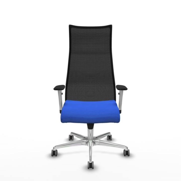 Albacete malla sincro malla negra bali azul brazos blancos base aluminio ruedas 65mm engomadas