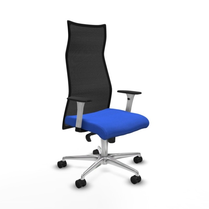 Albacete malla sincro malla negra bali azul brazos blancos base aluminio ruedas 65 mm nailon