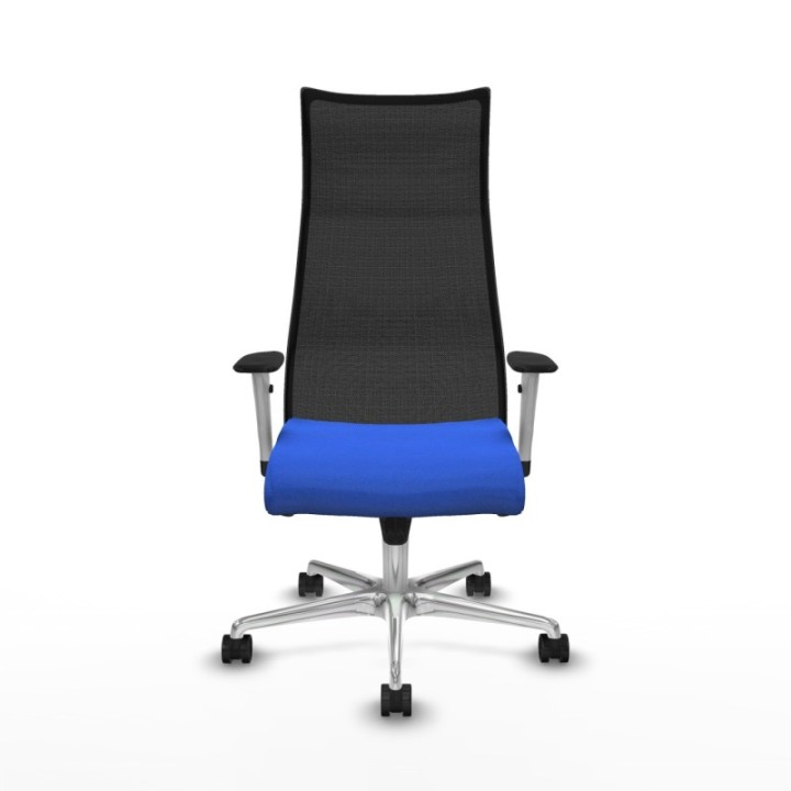 Albacete malla sincro malla negra bali azul brazos blancos base aluminio ruedas 65 mm nailon