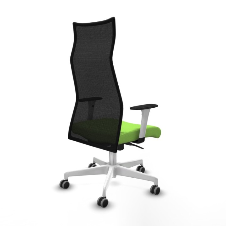 Albacete malla sincro malla negra bali pistacho brazos blancos base blanca ruedas 65mm engomadas