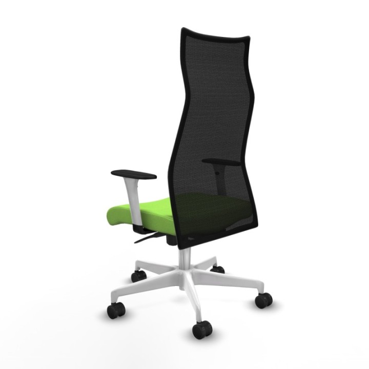 Albacete malla sincro malla negra bali pistacho brazos blancos base blanca ruedas 65 mm nailon