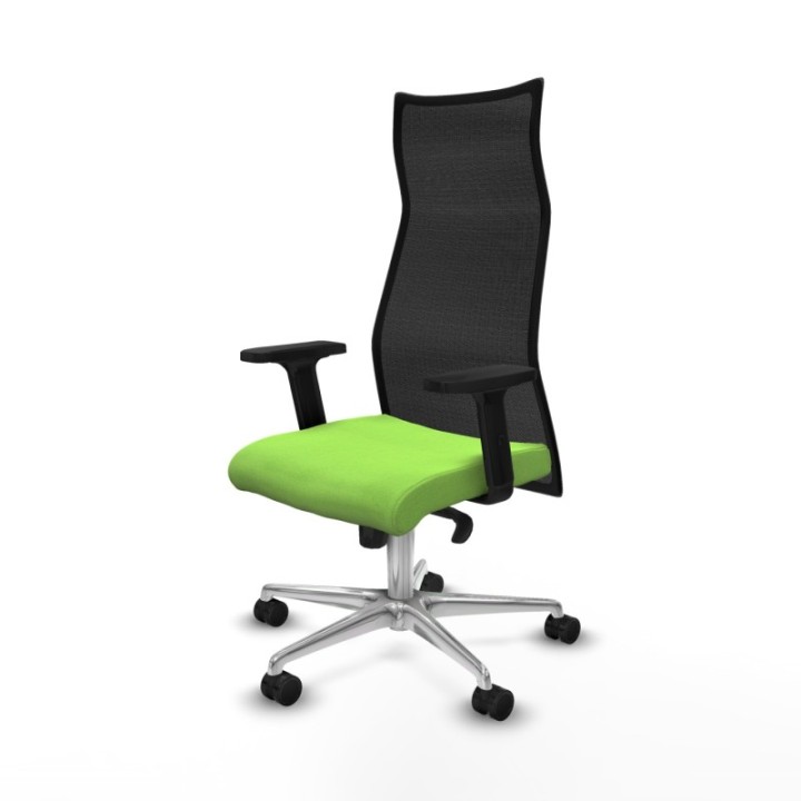 Albacete malla sincro malla negra bali pistacho brazos 2D base aluminio ruedas 65 mm nailon